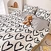 Houseri Love Comforter Set Queen Black and White Bedding Comforters Sets for Teen Girls Kawaii Heart Shaped Bed Sets Queen Size Women Men Boys Love Heart Quilt Blanket Queen #4