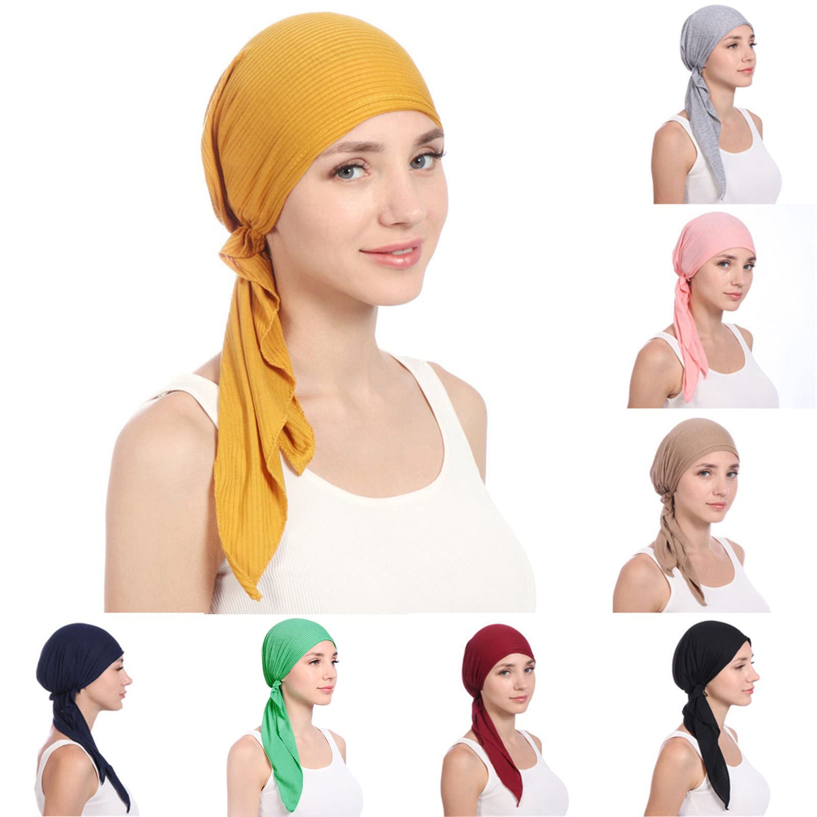 Sweat Wicking Beanie Cap Doo Rag Cycling Cap Cool Bandana Cap Motorcycle Dew Rags Headwrap Hip Hop Yellow