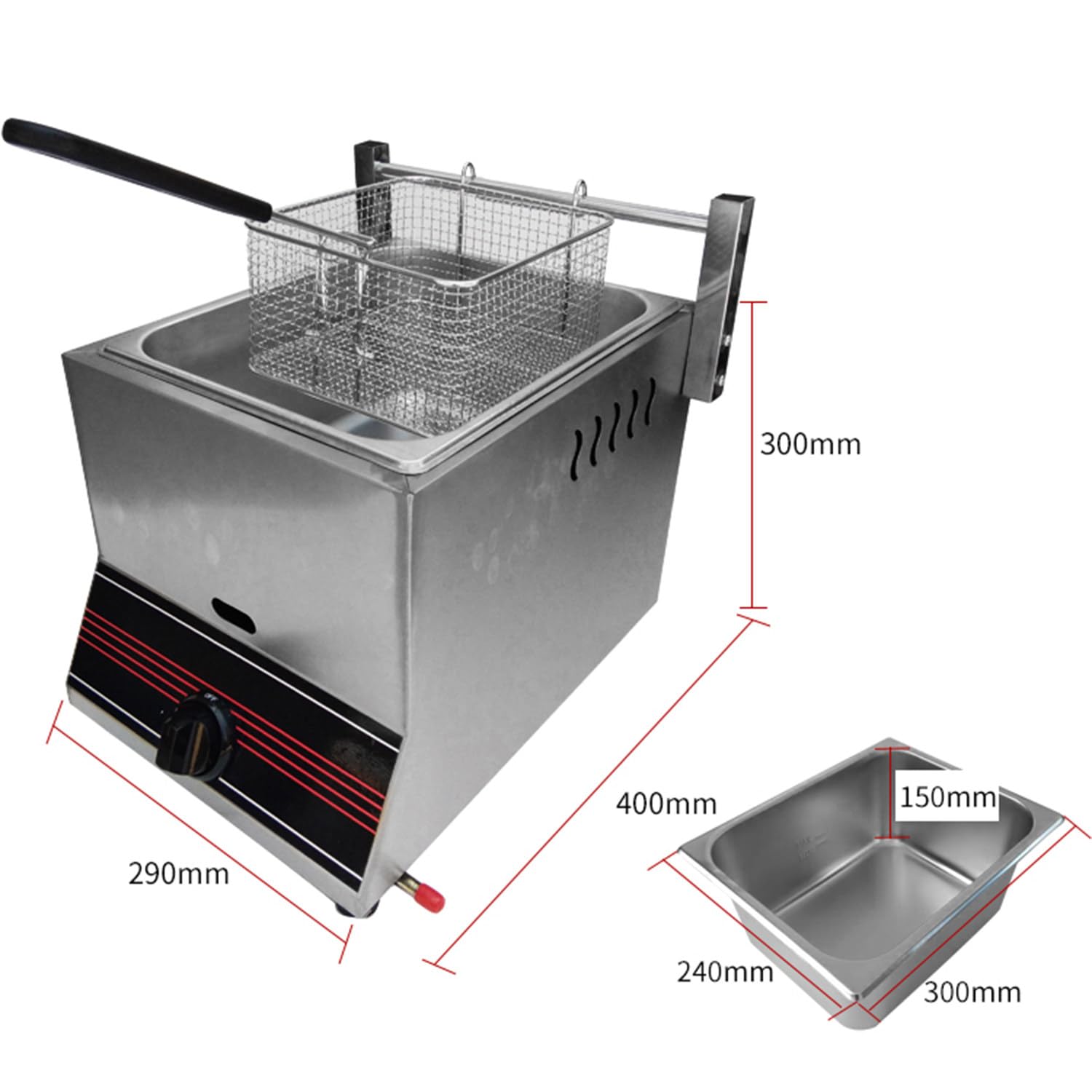 Friteuse Gpl avec Panier Amovible, Contrôle Indépendant De La Température, Adaptée Aux Supermarchés Et Aux Restaurants De Restauration Rapide,A