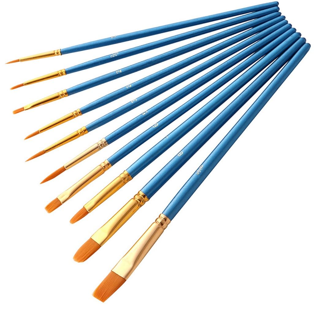 Juego de 10 Uds. De Pinceles for Pintar, Punta Redonda Puntiaguda, Pinceles acrílicos for Artista del Pelo de Nailon for Pintura acrílica de Acuarela al óleo