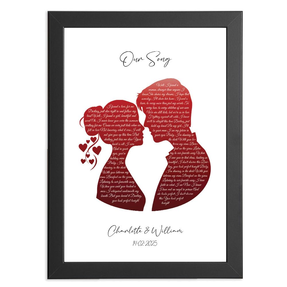 Our Song Lyrics Print - Romantic Gift for Him & Her | First Dance, Wedding Keepsake, Anniversary, Christmas or Valentine's Day Gift | Present Framed or Unframed Options For Wife, Husband, Girlfriend