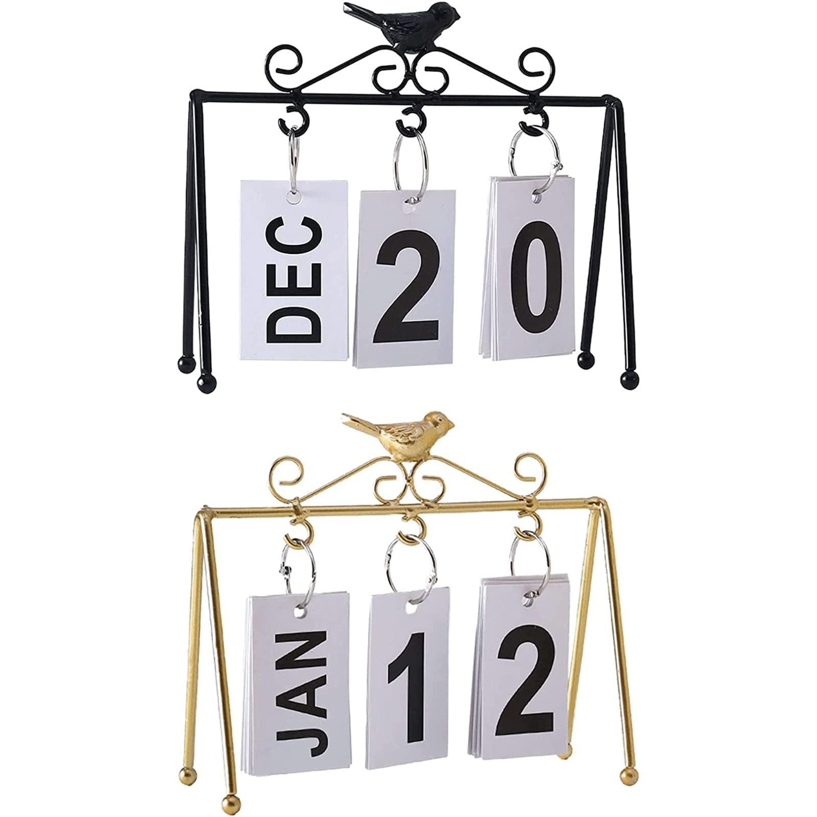 OLOTU Calendario Calendario perpetuo Riutilizzabile, Calendario da Tavolo 2023, calendari a Fogli mobili con Staffa in Metallo, Calendario da Tavolo a Fogli mobili per la casa Pianificato