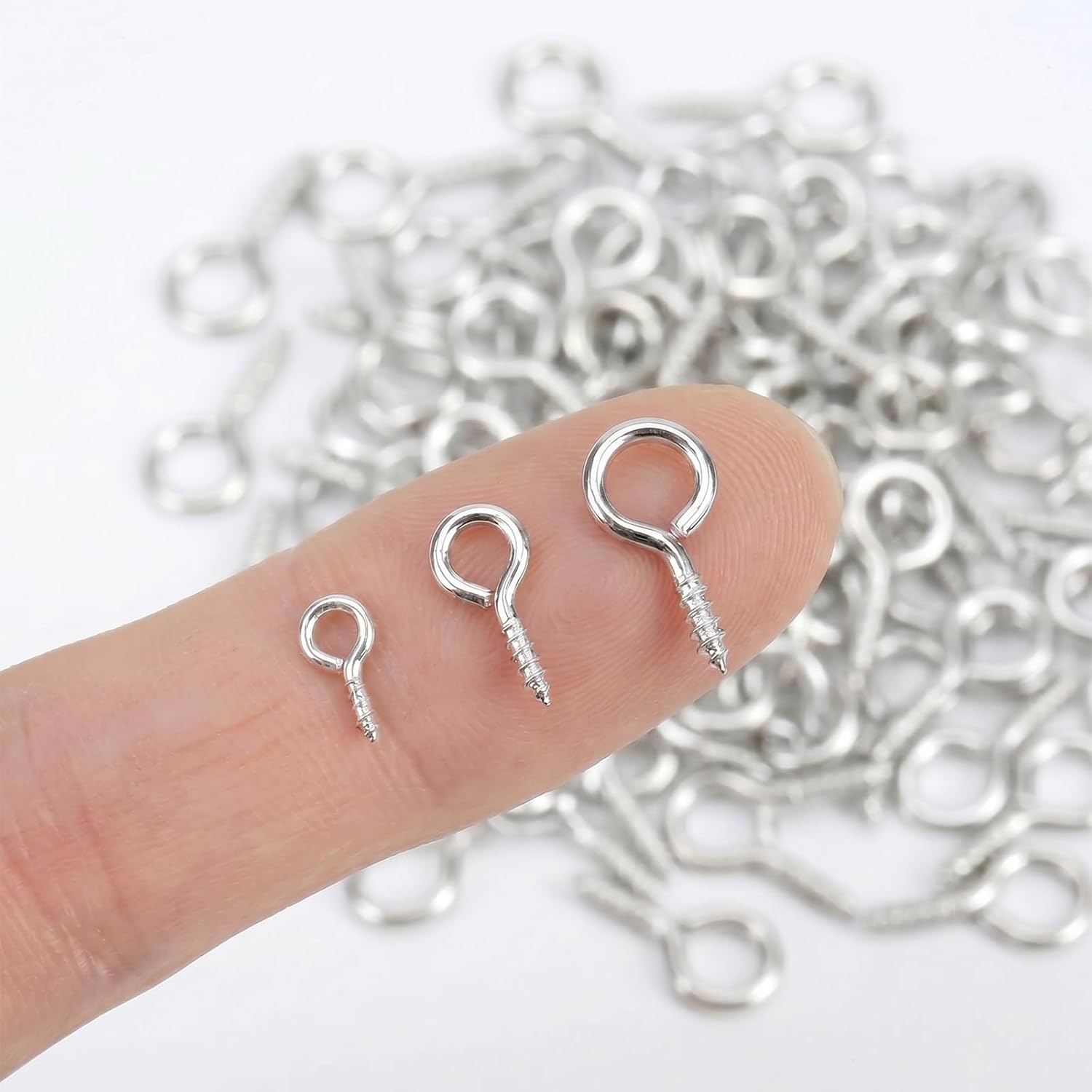 620PCS Small Eye Pins for Jewelry Making, 3 Sizes Silver Eye Hooks Screw Assortment with Storage Box, Tiny Eye Screws for Bead Charms, Keychains, and DIY Art Crafts