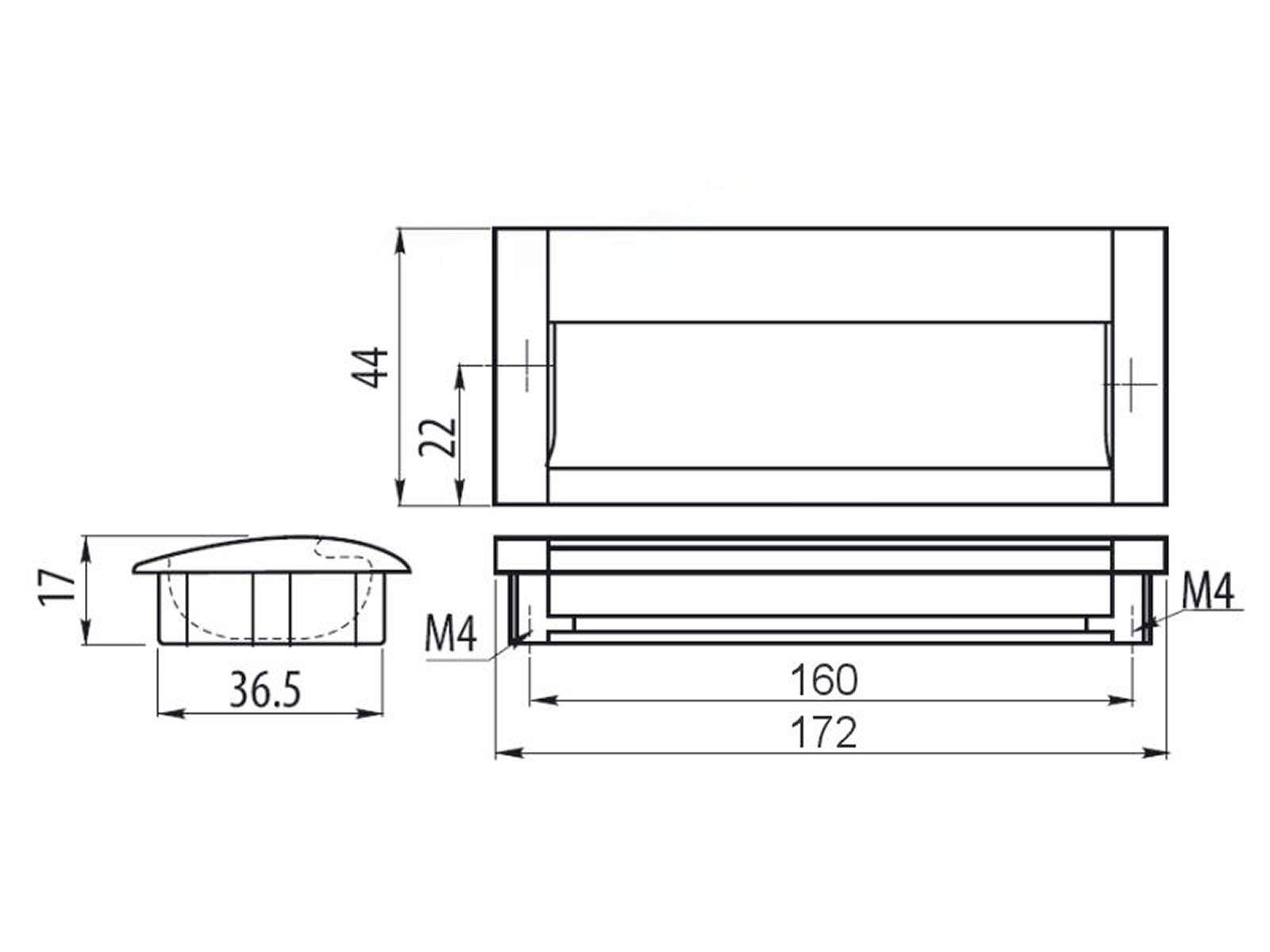 SOTECH 10 x Einbaugriff EL-03 BA 160 mm Aluminium Chrom matt