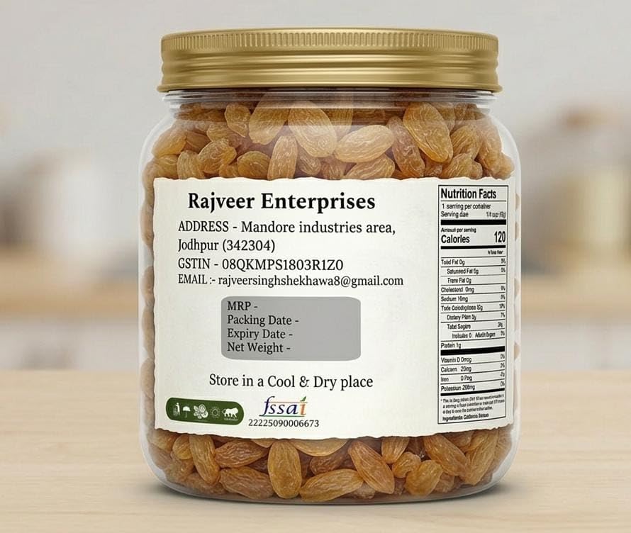 Image of RAJVEER ENTERPRISES Premium Afghan Anjeer | Whole Dried Figs | 100% Natural Healthy Dry Fruit Jar Pack (Golden resin, 500 G)