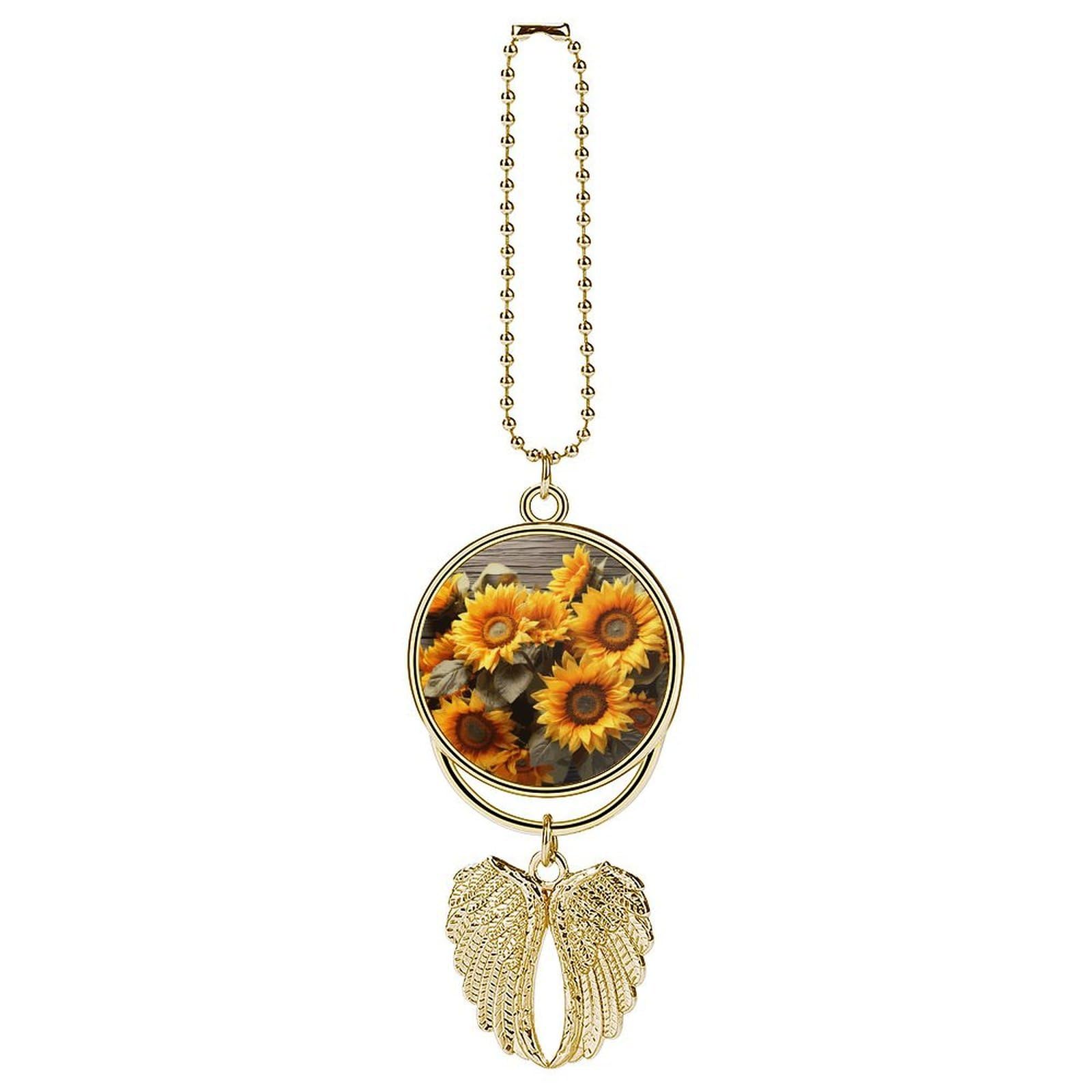 Plants Theme Sunflower Car Pendant Hanging Swing Auto Rear View Mirror Hanging Car Rear View Mirror Charm Truck Hanger Ornament Charm for Car Rear View Mirrors Accessories