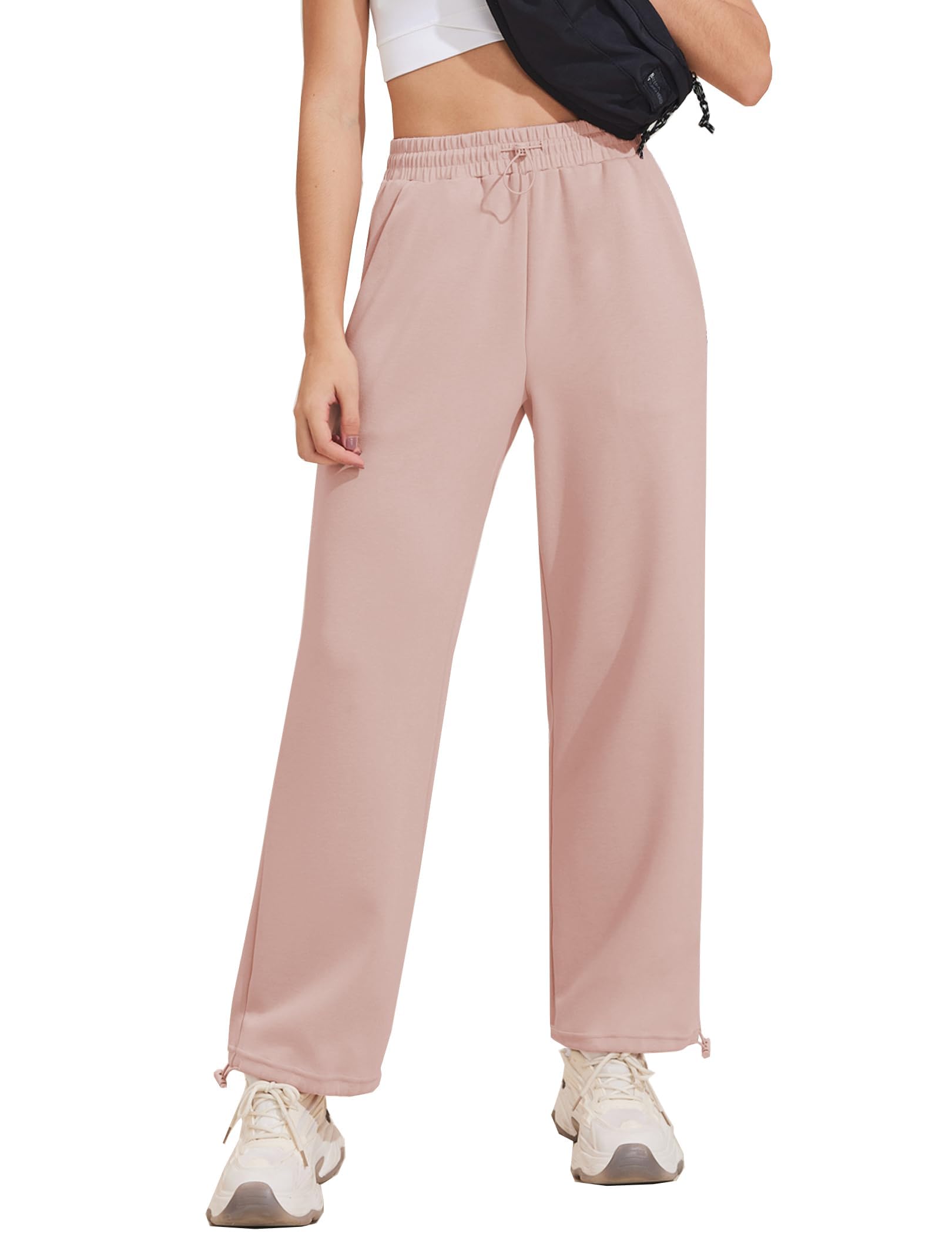PINSPARK Pantaloni da Jogging da Donna Pantaloni Larghi Morbidi con Gamba Dritta Pantaloni da Jogger Lounge Sportivi Casual con Tasche