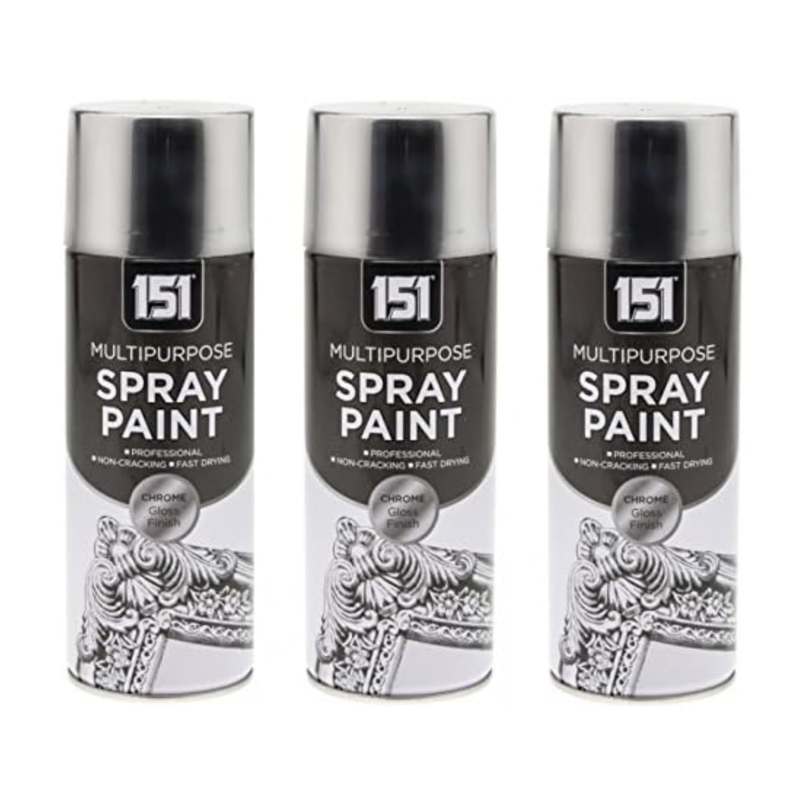 SDMAX Multipurpose Spray Paint, Chrome Gloss Finish, Fast Drying, Easy to Use, Versatile spray Paint Solution, Suitable for Wood, Metal, Brick Surfaces, 400ml (3 Pcs)