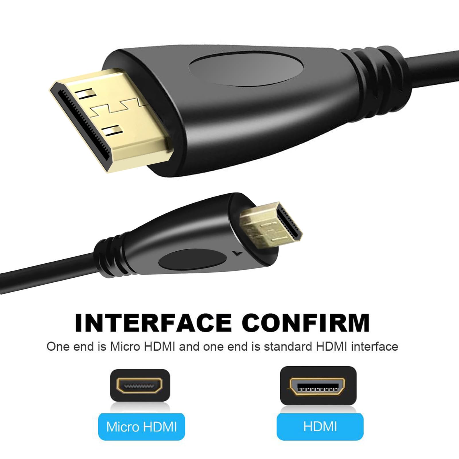 zdyCGTime micro hdmi socket mannelijke naar mini hdmi mannelijke converter, hoge snelheid micro hdmi kabel 4k, compatibel met digitale camera's, tablet, monitoren en andere apparaten. (1m