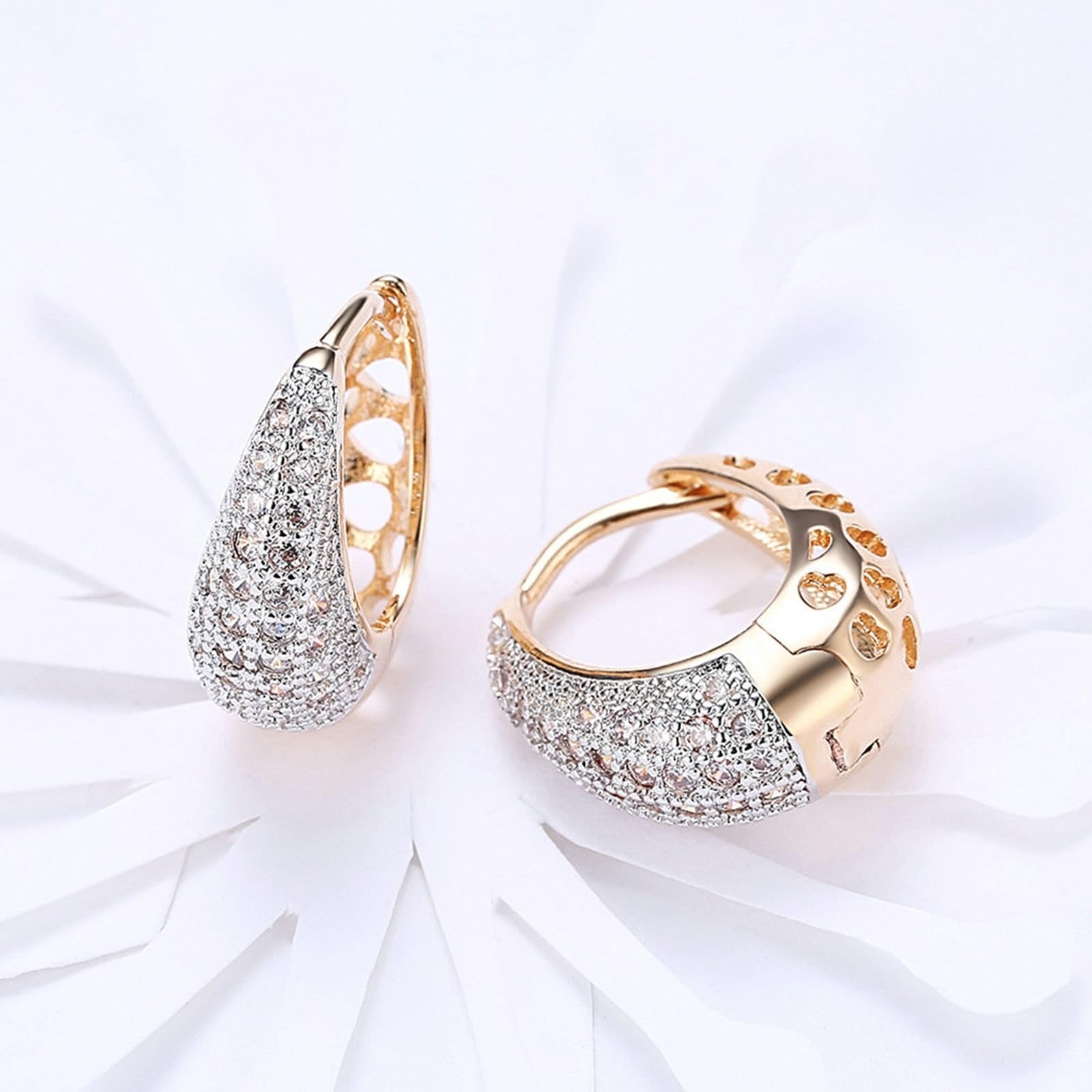 Pendientes de oro auténtico para mujer, oro amarillo 585, 14 K, moissanita, clásicos, pendientes de aro para mujer, pequeños