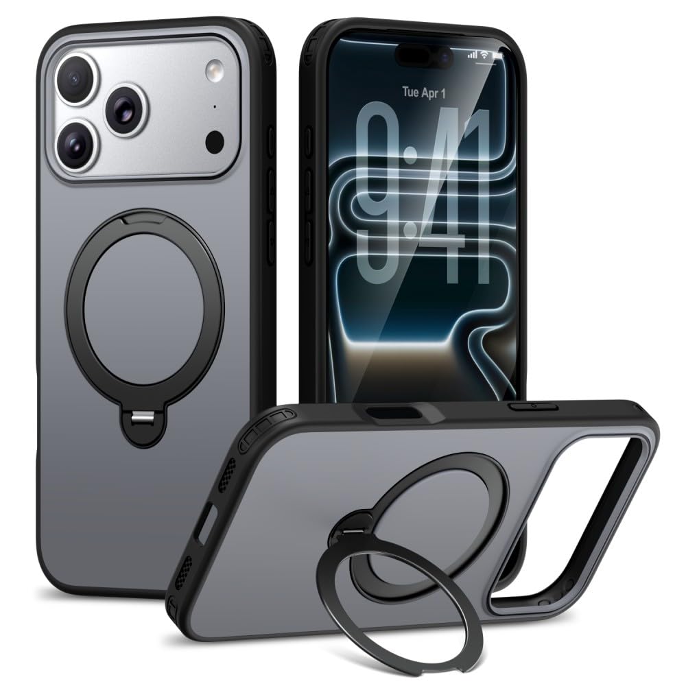 Coque iPhone 17e antichoc en silicone avec anneau support métal - 7