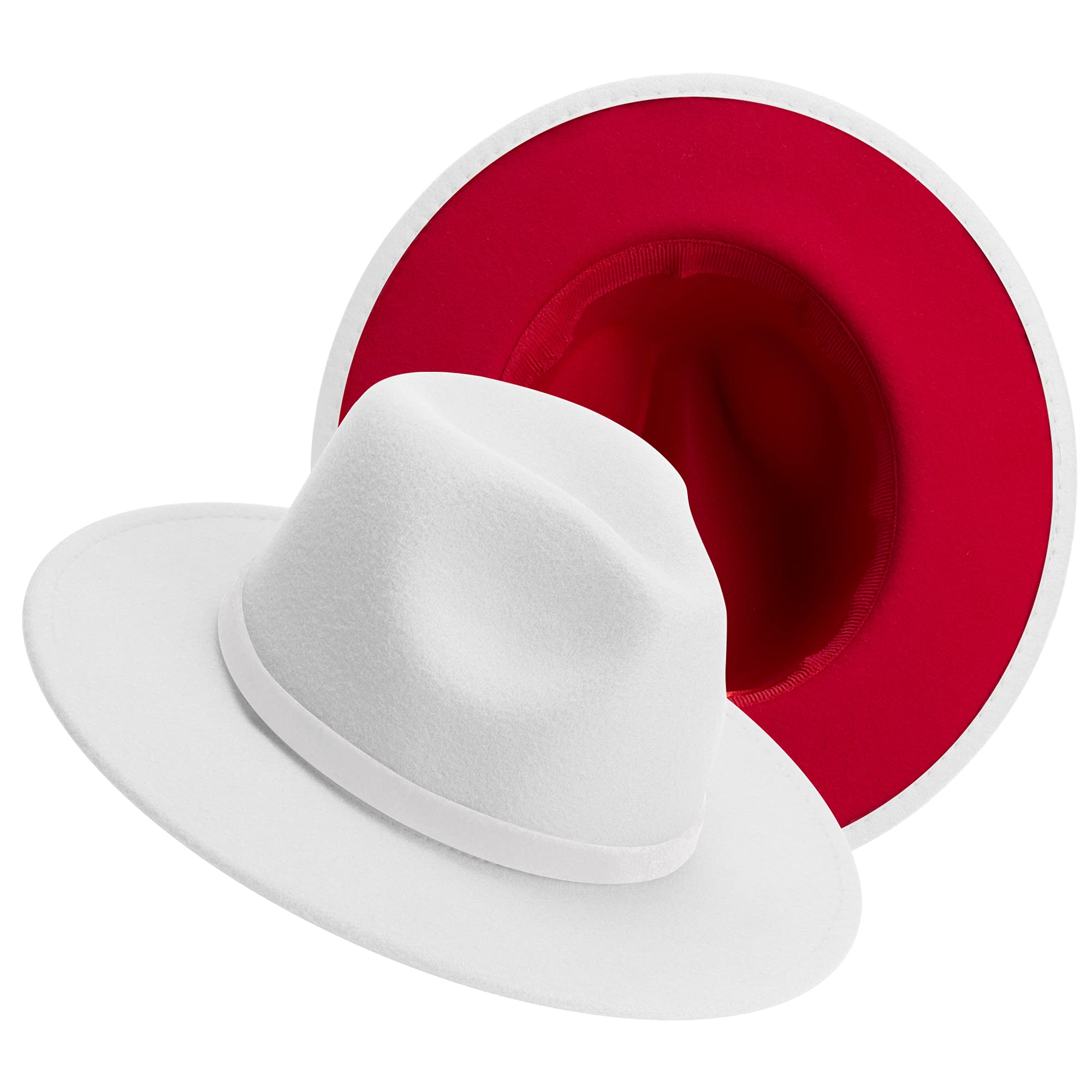 Fedora Hats for Women Men Two Tone Felt Fedora Hat with Belt Buckle