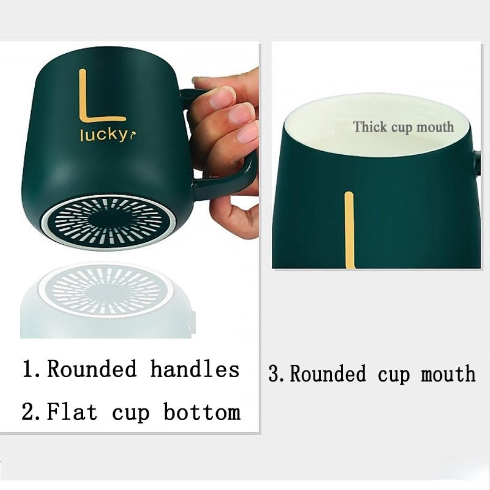 Mug Tasses Tasses À Café De Tasses-Cadeaux À La Meilleure Amie La Tasse À Café Verte avec Couvercle Et Cuillère 26 Lettres Mugs Personnalisés Barres-O