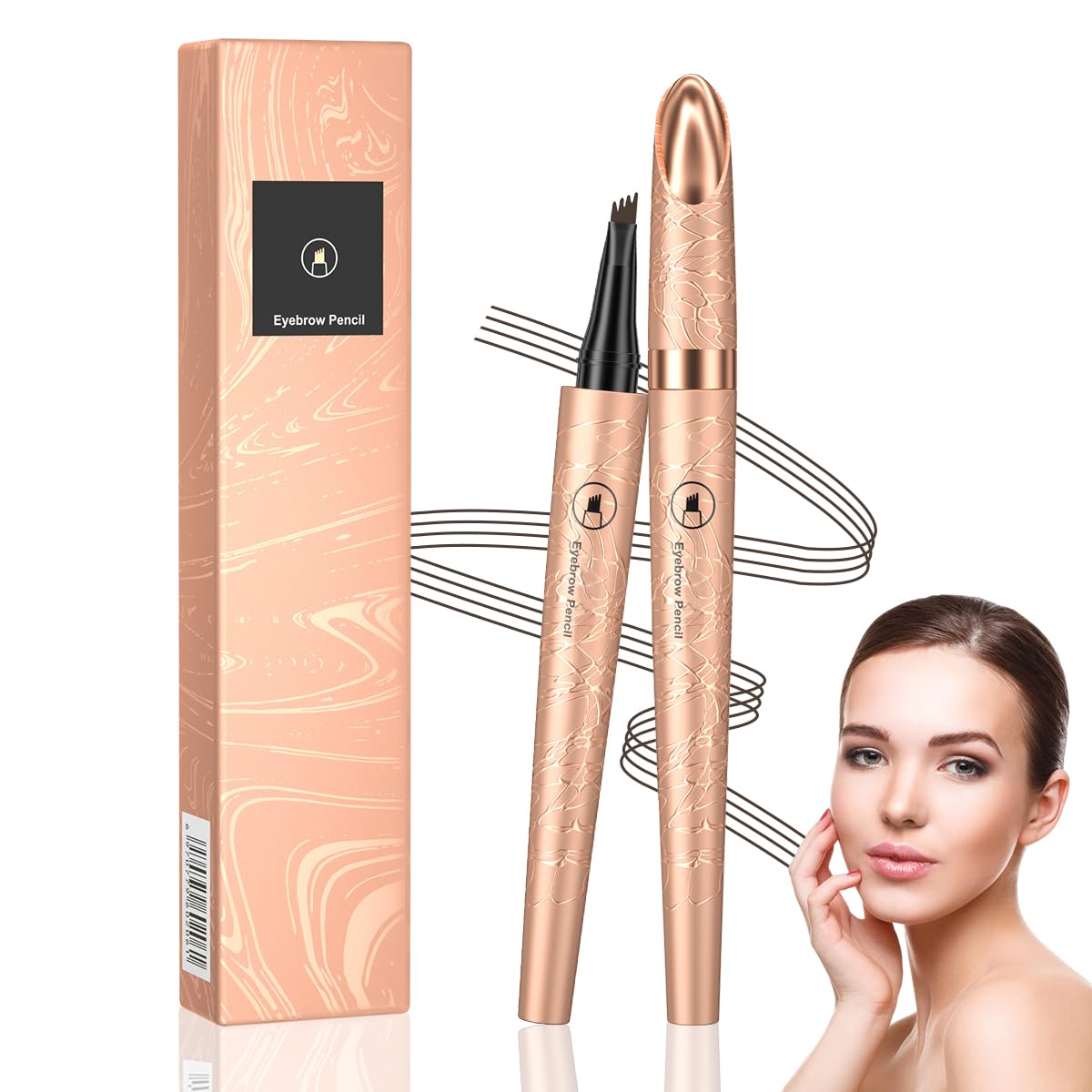 Lapiz Cejas,Lapiz Cejas Microblading,Lapiz Cejas 4 Puntas,Resistente al Agua y al Sudor,Crea un Maquillaje de Cejas Natural(Marrón Oscuro)