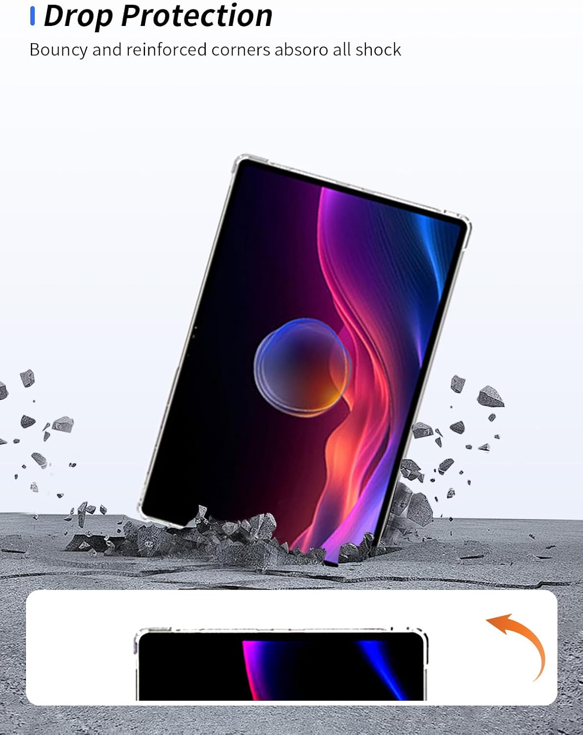Clear Case for Yoga Pad Pro 14.5",WUNIAK Airbag Drop-Proof Design Thin Slim Lightweight Scratch Proof,Durable Protection Silicone Rubber TPU Cover for Yoga Pad Pro (Clear). image 5