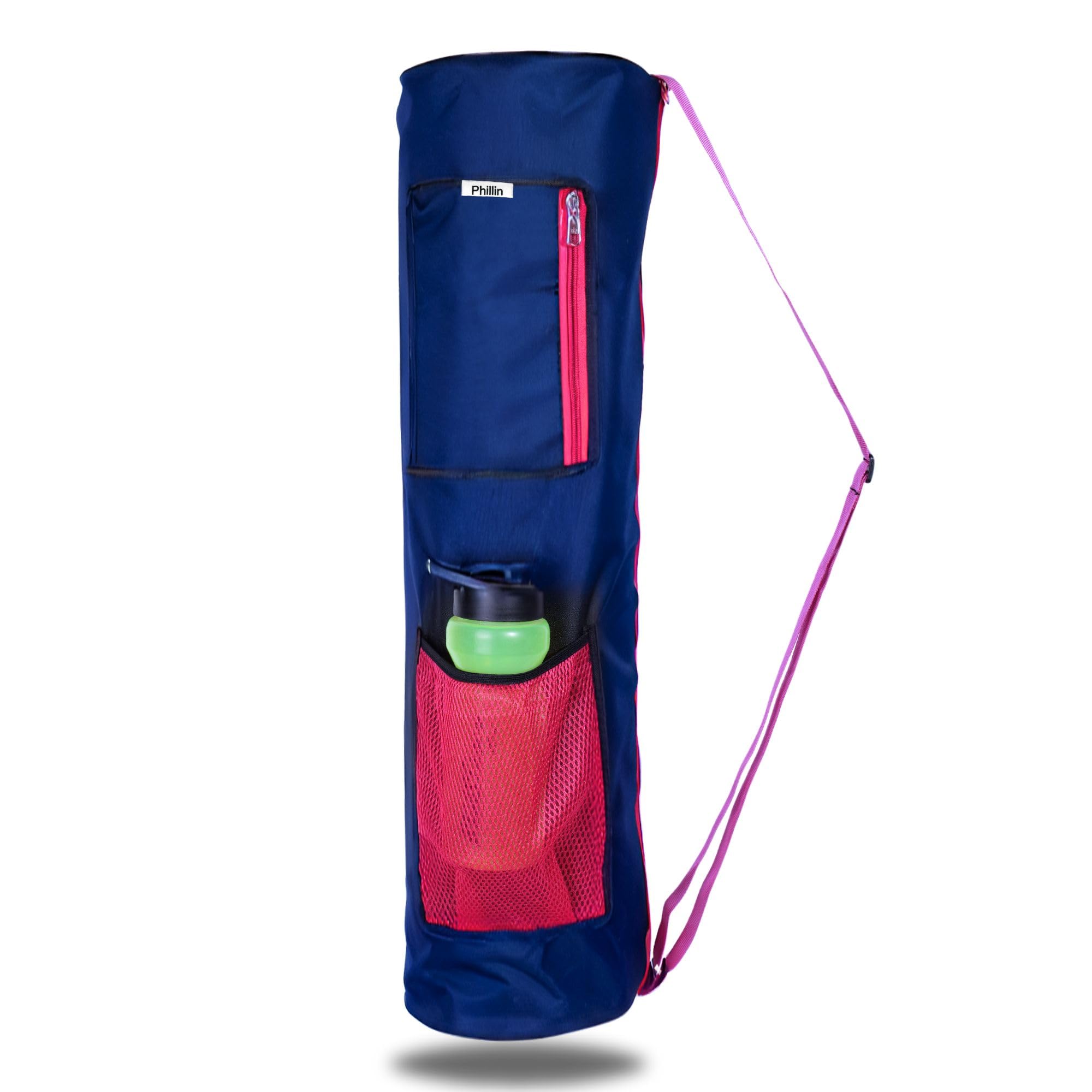 PHILLIN Zipper Yoga Mat Bag for Meditation Mat's Cover Bag with Adjustable Shoulder Strap Waterproof Mate Carry Bags fit for 4mm to 8 mm Mats for Women and Men (NB-Pink)