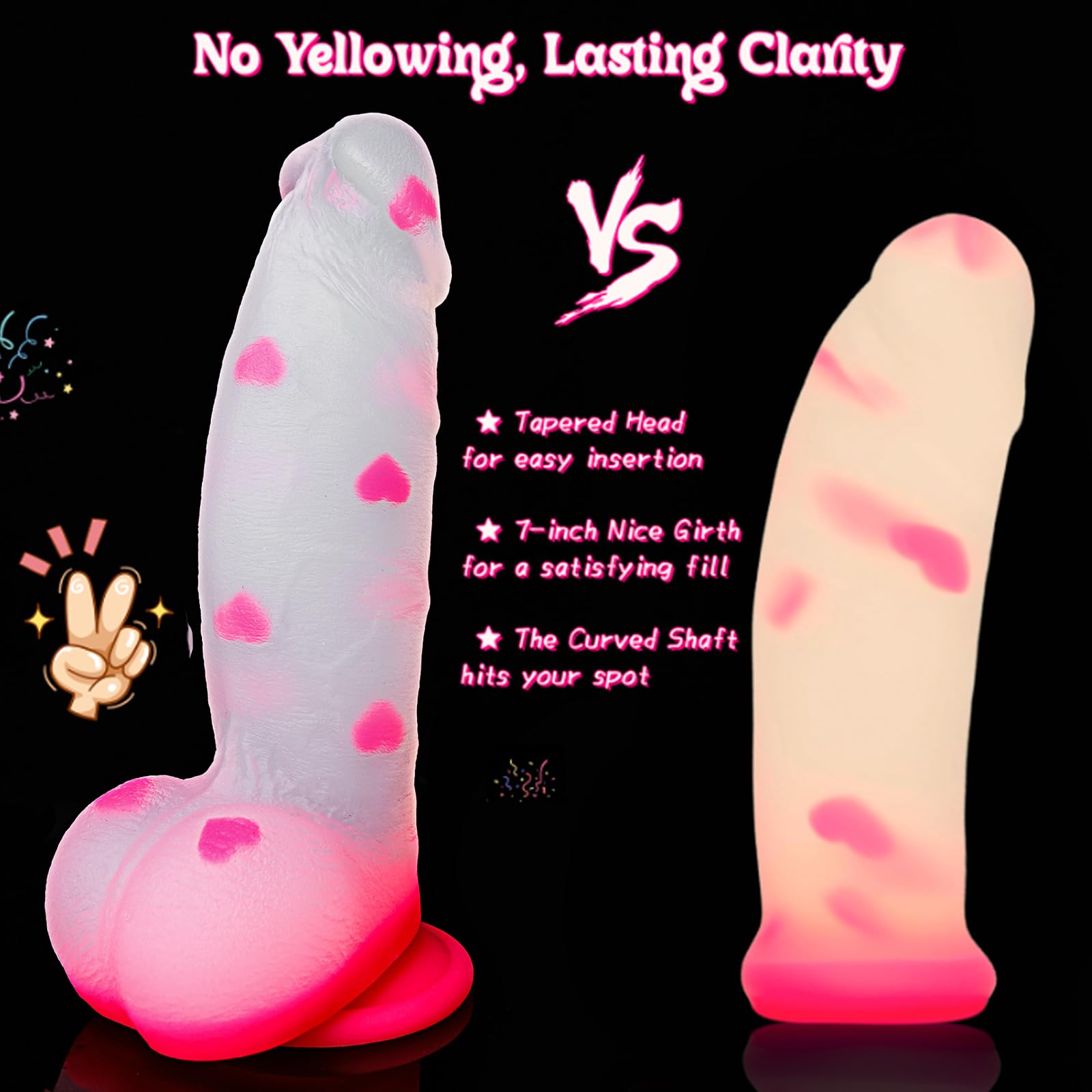 8" Big Thick Girthy Monster Fantasy Dildo - Pink Clear Liquid Silicone Dildos, Strap on Dildo with Suction Cup, Wide Large Riding Dildos for G Spot Anal, Adult Sex Toys & Games for Women Men Couples: 8 inches