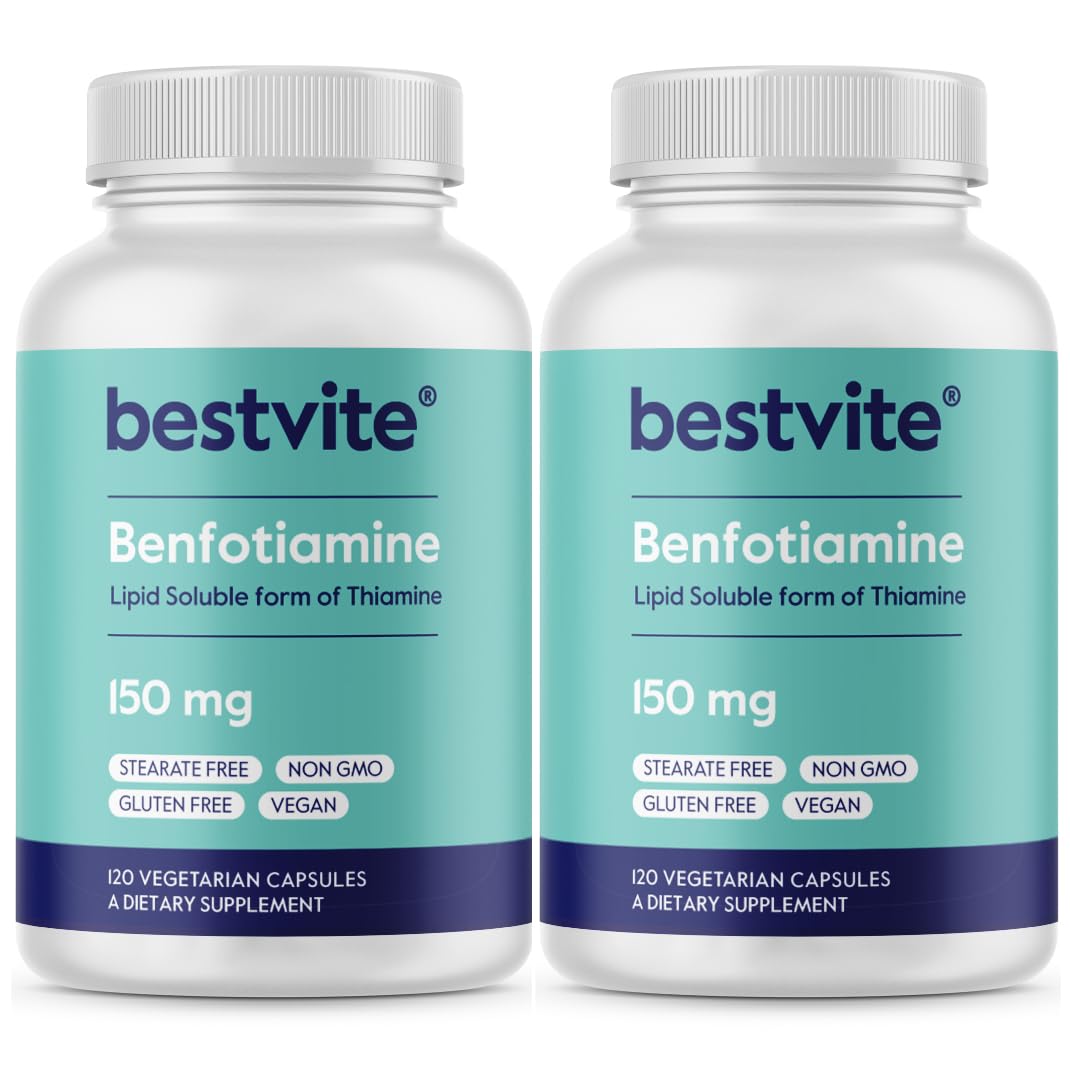 BESTVITE Benfotiamine 150mg (240 Veg Caps) (120x2) - No Stearates - Vegan 1 Count (Pack of 240)