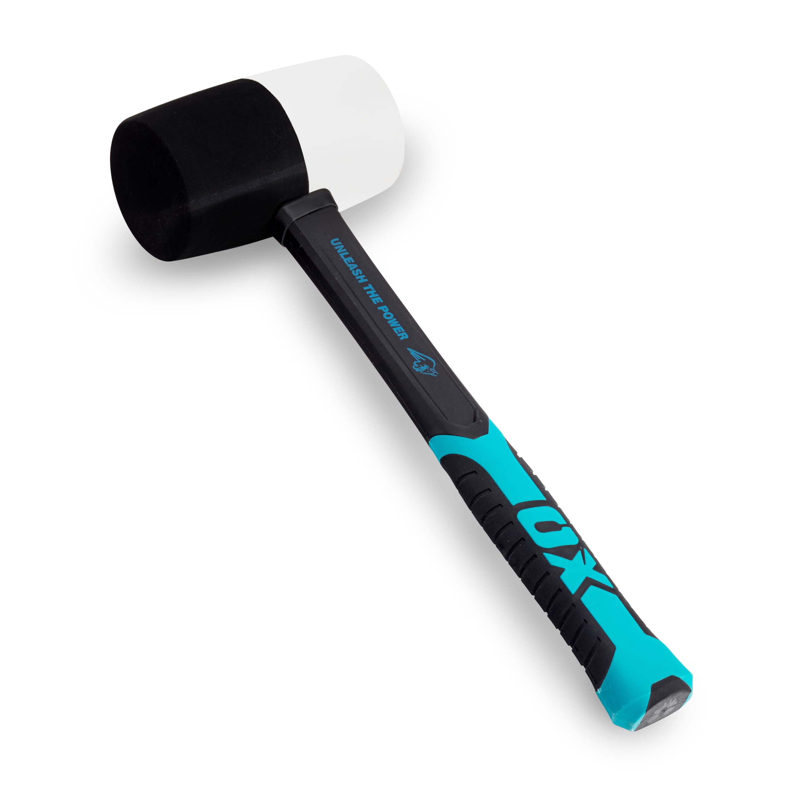OX Trade Combination Rubber Mallet 24oz, Fibreglass Handle | Dual Face Mallet with Non-Marking White Face & Black Rubber Face, Suitable for Shaping, Moulding & General Work