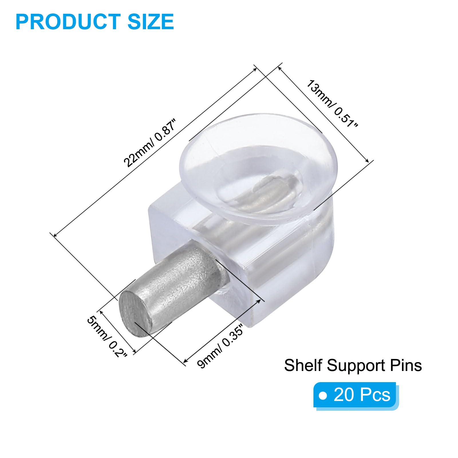 PATIKIL Shelf Support Pegs Nails 0.2", 20pcs Zinc Alloy Glass Holder with Suction Cup - Image 2