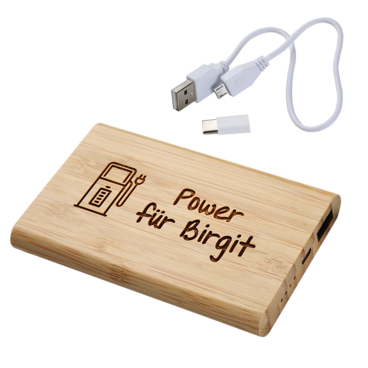 Powerbank Bambus mit beliebiger Gravur | Holz-Powerbank gravieren Lassen |  Externer Akku 4.000 mAh mit Gravur : Amazon.de: Elektronik & Foto