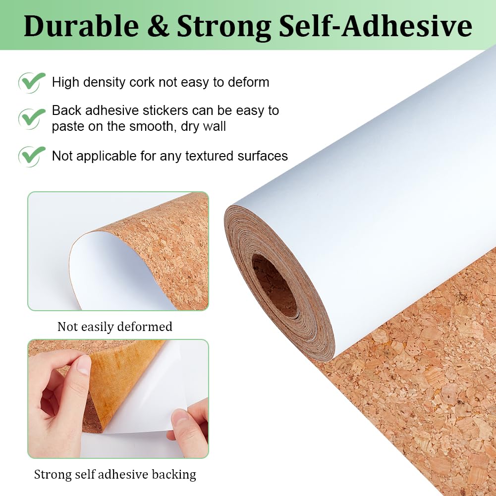 BENECREAT Rouleau de Liège de 600x20cm Feuilles de Papier de Tableau D' Affichage en Liège Naturel de 2mm pour Dessous de Verre Décoration Murale Fournitures de Bricolage pour Fêtes et Bricolage