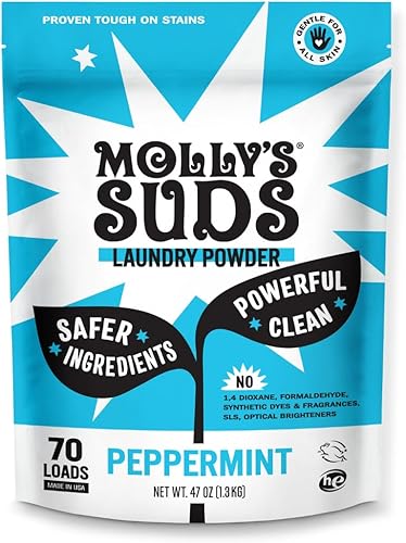 Vista 55 de Molly's Suds Detergente en polvo original para ropa Detergente limpio para ropa en polvo para pieles sensibles Ingredientes simples y eficaces