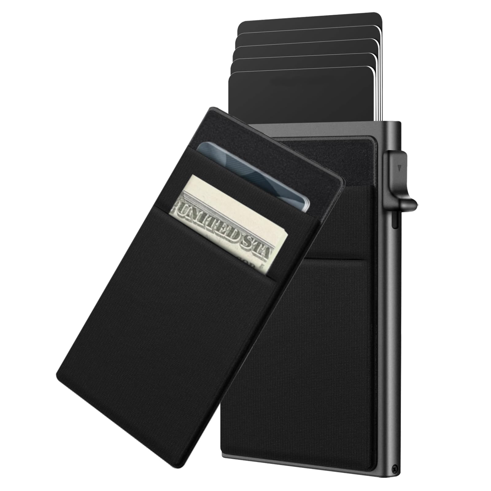 BOPRKTM Porte-Cartes Crédit Pop-Up RFID - Portefeuille Minimaliste Homme Avec 6 Emplacements Et Poche Élastique
