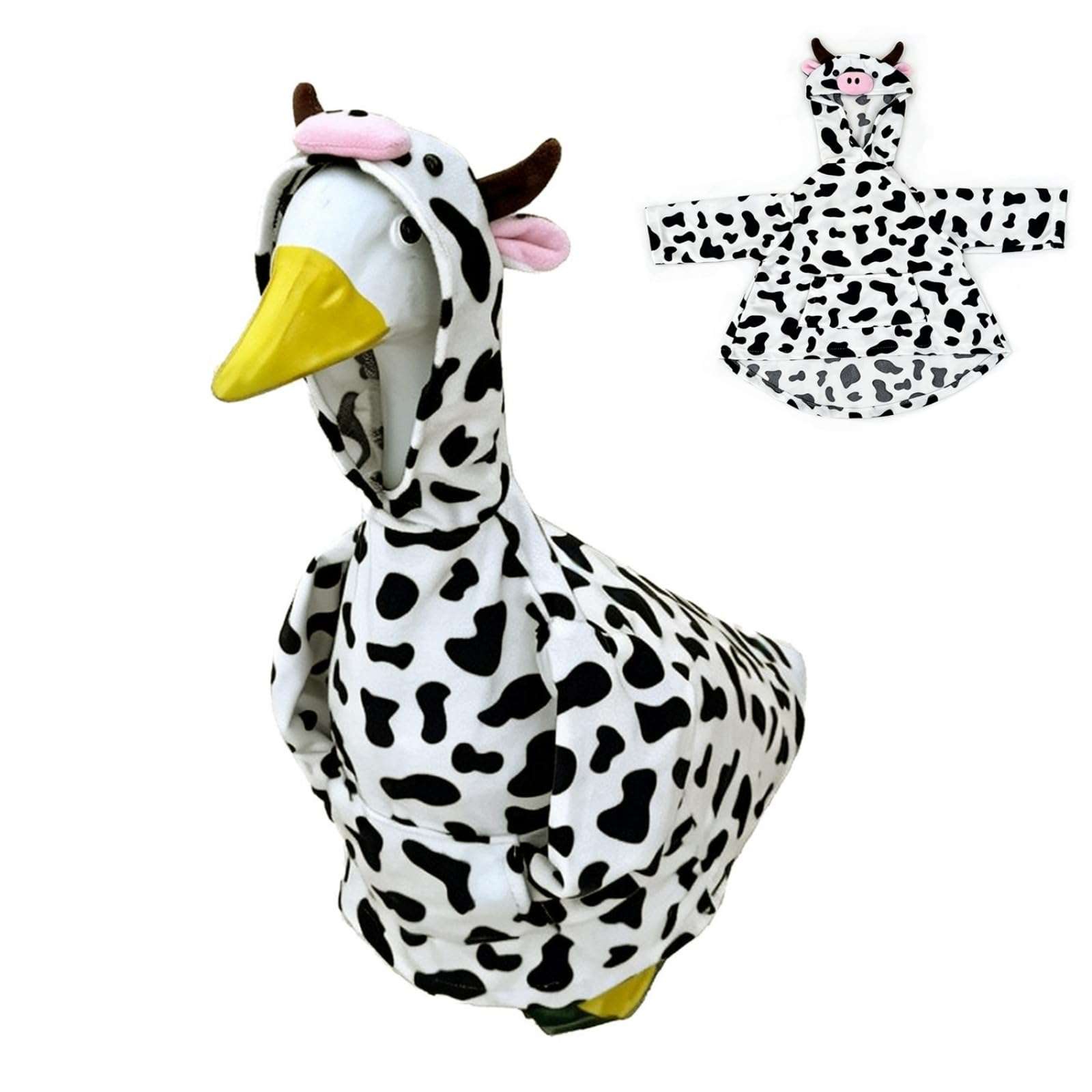 JHUAJISFC Cow Porch Goose Outfit Plush Hoodie for 23" Outdoor Lawn Statue