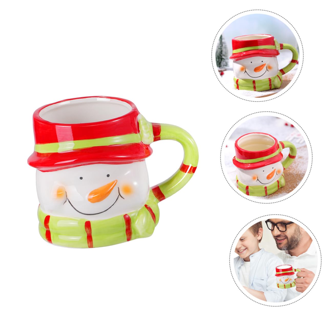 Cabilock 2 Juegos Taza De Porcelana Kiosko Nieve Tapa De Olla Sencilla Tapa Wok Ornamento Del Árbol De Navidad Verter Luces De Navidad Al Aire Doble Neto Cerámica 2 Piezas * 2