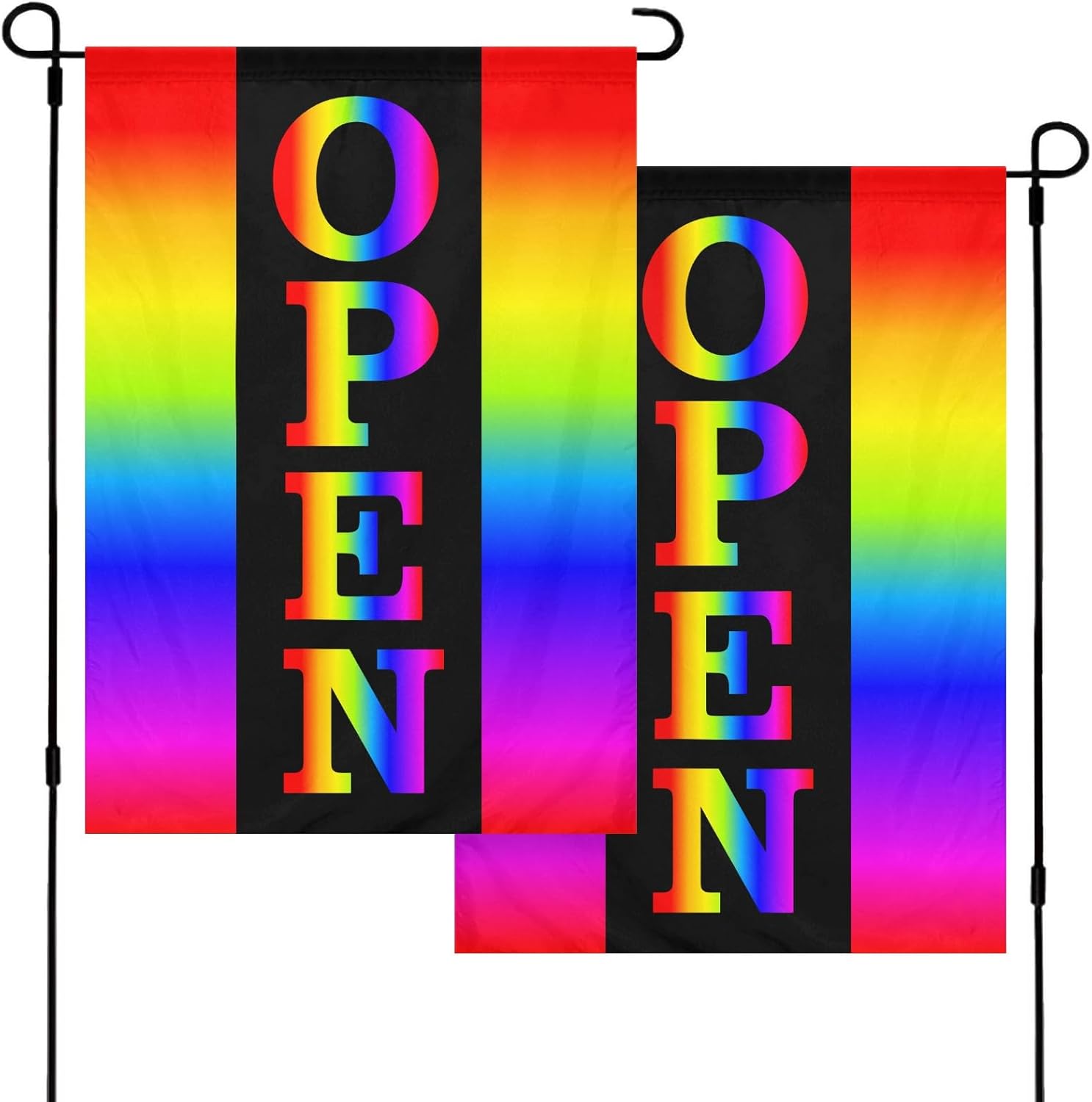 Vertical Garden Flag 36x60 inches, Celebration Double-Sided Decorative Polyester Open Colorful Black Yard Flag for Businesses Outside Decor