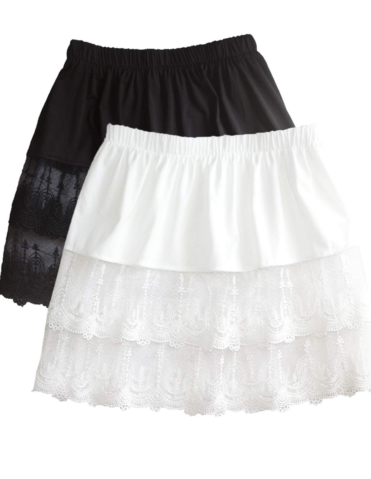Vanrose JanWomens Lace Shirt Extender See Through Lace Underskirts Layering Half Slip Clothing Accessories