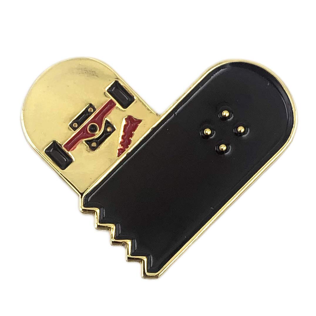 Broken Skateboard Heart - 1 Inch High Enamel Lapel Pin - Perfect For Jackets, Blazers, Backpacks And More!
