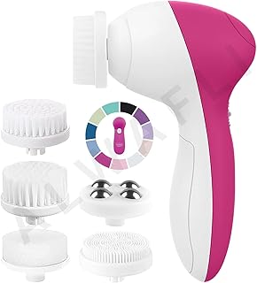 ALWAFLI 5-in-1 Electric Facial Cleansing Brush &amp; Massager Kit, Waterproof Face Scrubber System with 5 Brush for Gentle Exf...