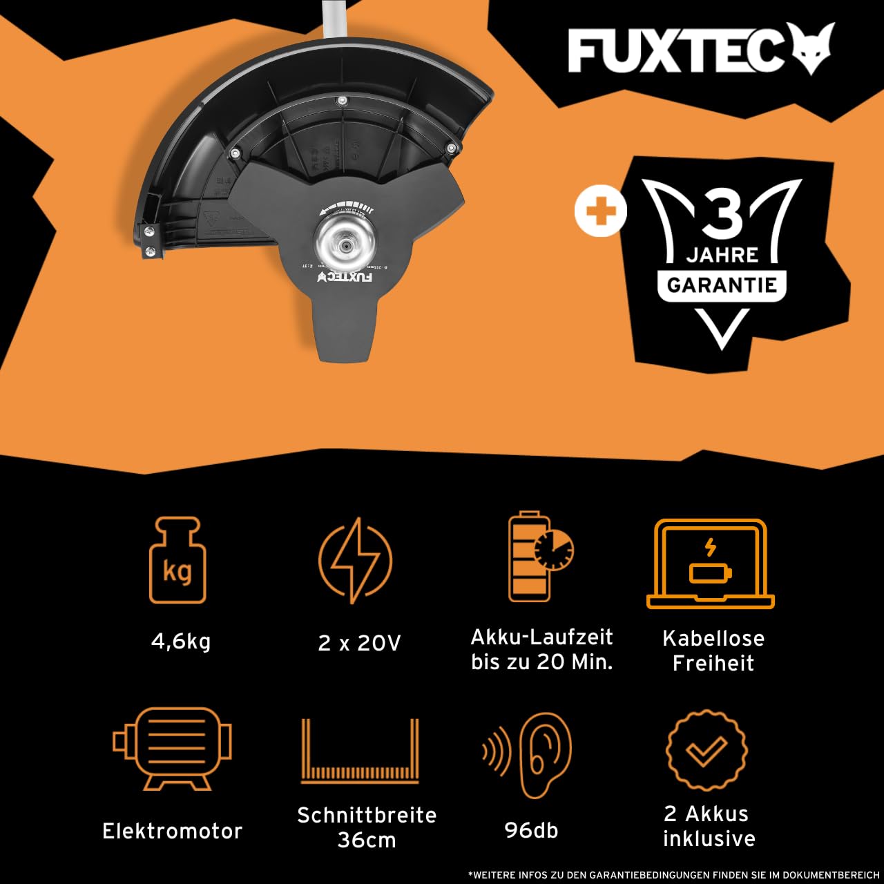 FUXTEC 3in1 Multitool FX-E2MTSET • 40V • Akku Motorsense mit Kettensägen Aufsatz & Heckenschere • Grastrimmer • Freischneider mit Schnellkupplung • Kombigerät