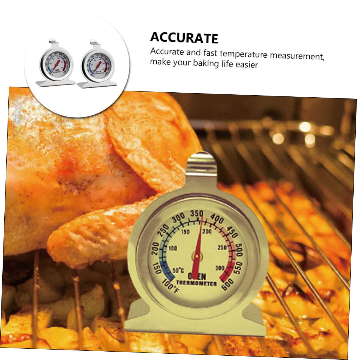 Mikinona Oven Temperature Meters Set of 2 Stainless Steel Thermometers for Baking Grilling