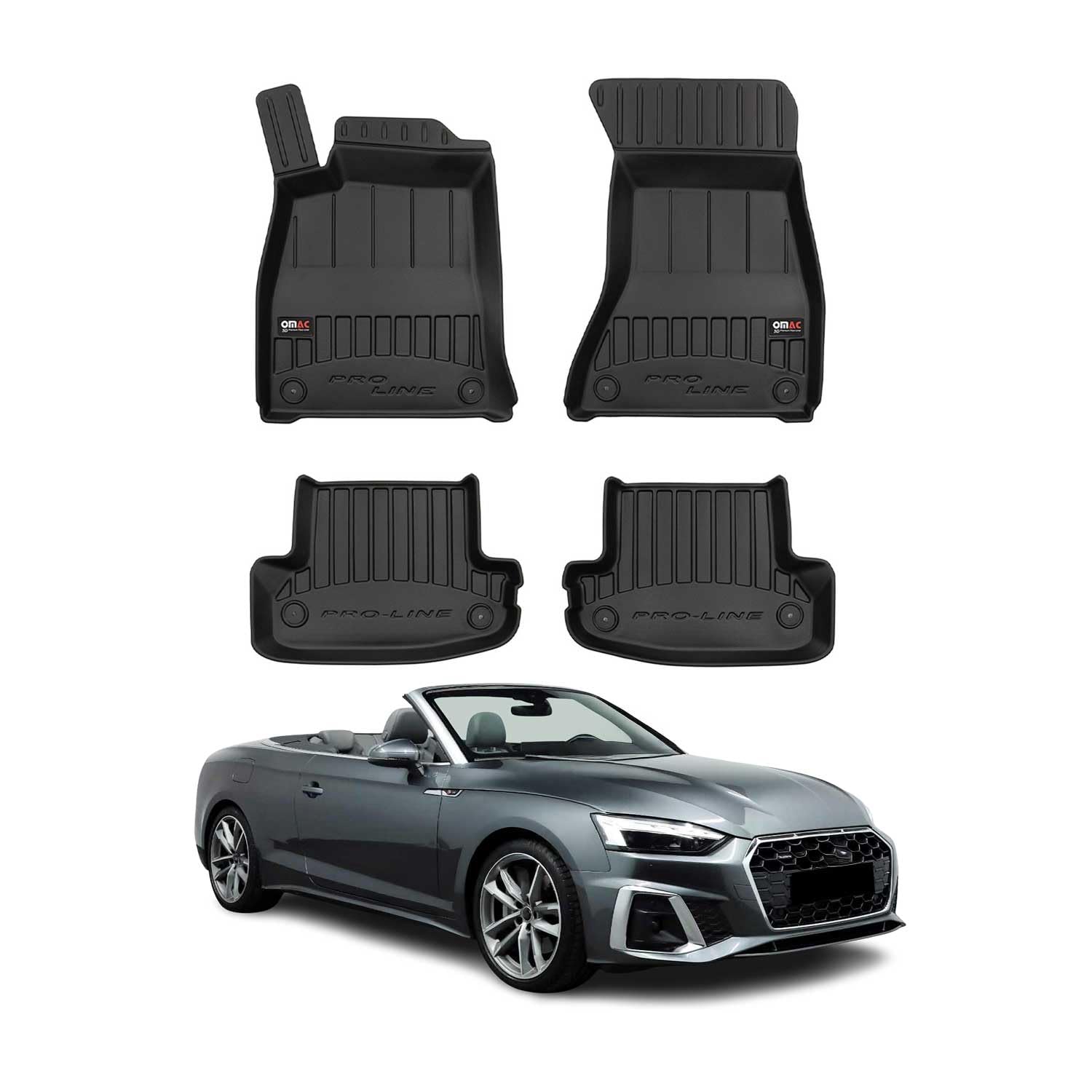 OMAC Tappetini in Gomma Compatibili con Audi A5 Coupe Cabrio 2016-2023 Premium TPE Tappetini Auto