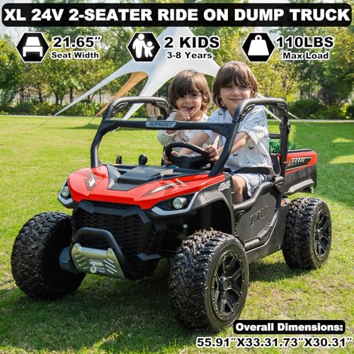 Image of NEWQIDA 2 Seater Kids UTV 24V Ride on Toy for Kids 3-8 Side by Side, Pink