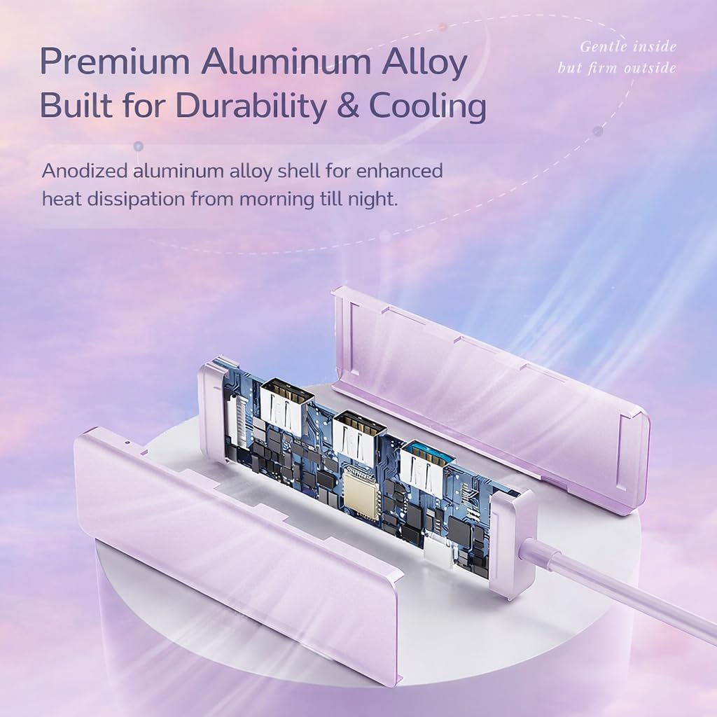 HP USB C Docking Station - 5-in-1 Multi-Port USB C Hub with 4K HDMI, 100W Power Delivery, for Laptops, MacBook, iPad, Thinkpad and More, Pink