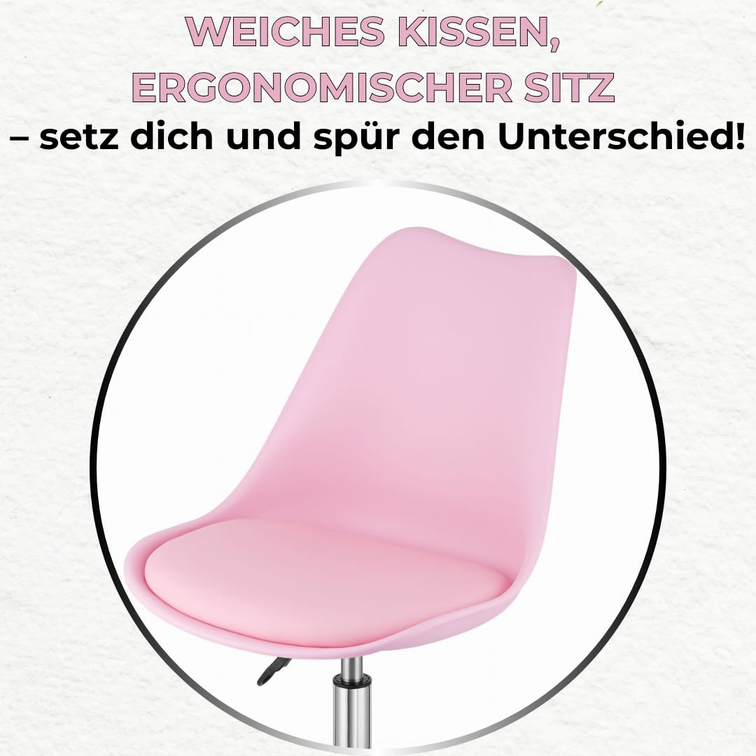 FORTENA vModernes Bürosystem: Schreibtisch und Drehstuhl in vielen Farbvarianten. Klappfunktion des Schreibtisches. (Stuhl, Rosa)