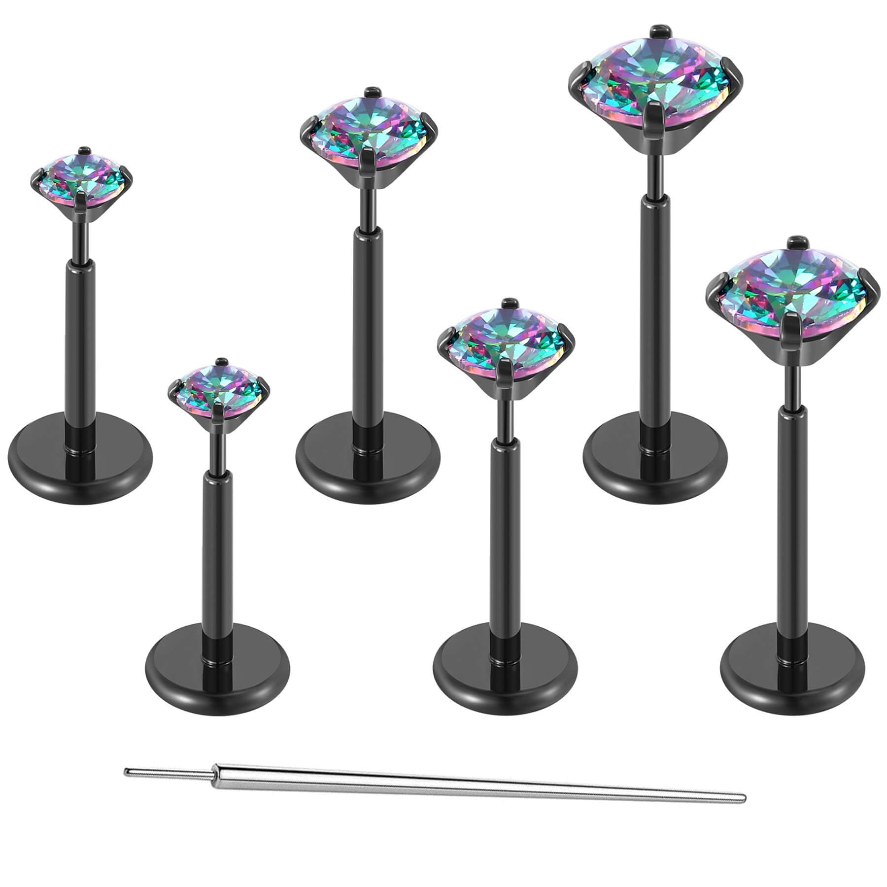 Gotumo20G Flat Back Earrings Stud G23 Titanium Threadless Tragus Labret Cartilage Lip Medusa Conch Body Piercing Jewelry Hypoallergenic for Women Men