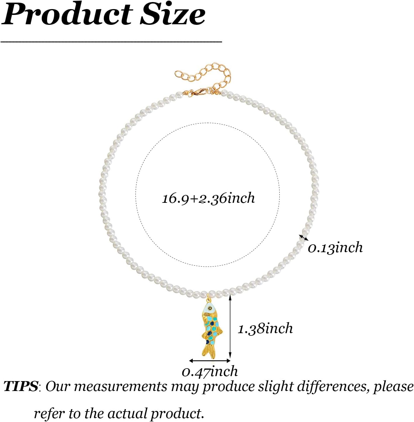 Aonklot Colorful Fish Charm Necklace Pearl Choker Necklaces for Women Cute Fish Jewelry Beach Charm Necklace - Image 6