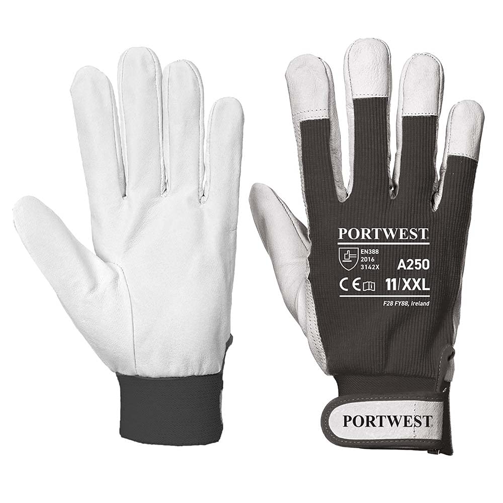 Portwest A250 Goat Grain Leather Tergsus Glove Black, XX-Large, XXL