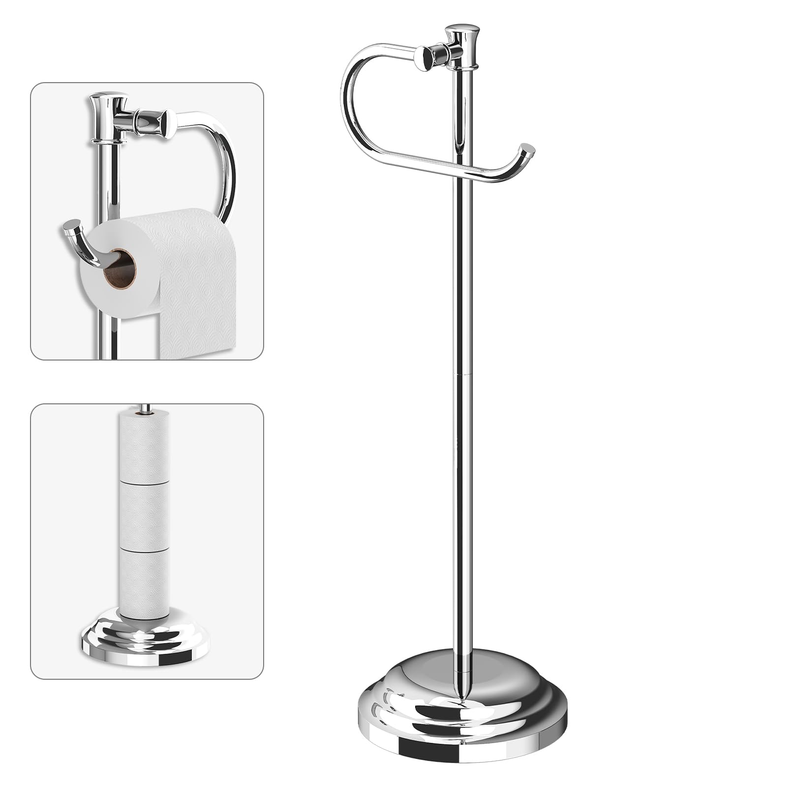BESy Toilet Paper Holder Floor Stand, Bathroom Freestanding Gold — Amazon image 11