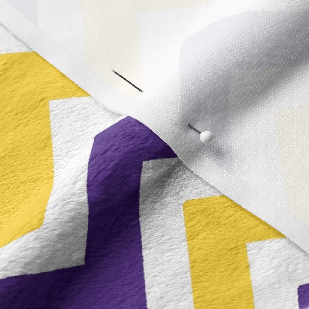 Spoonflower Fabric - Purple Yellow Team Color Chevron Football Scissors Printed on Minky Fabric by The Yard - Sewing Baby Blankets Quilt Backing Plush