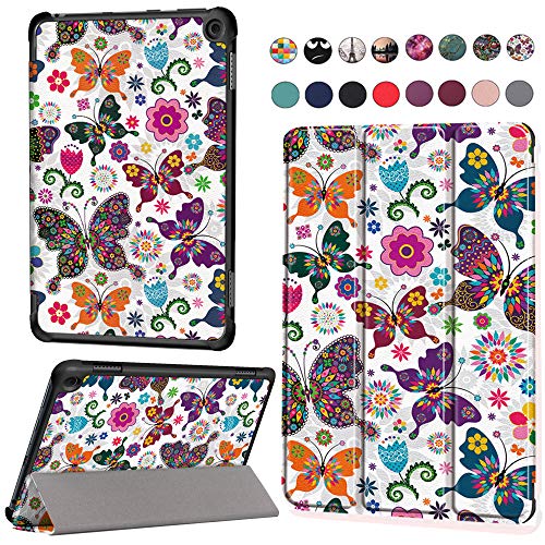 Fire HD 8 2020/Fire HD 8 Plus 2020 用の ケース Fire HD 8/8 Plus 2020 第10世代 用の カバー タブレットケース 全面保護型 三つ折りスタンド 正面合成革 オートスリープ機能 スマートカバー 耐衝撃