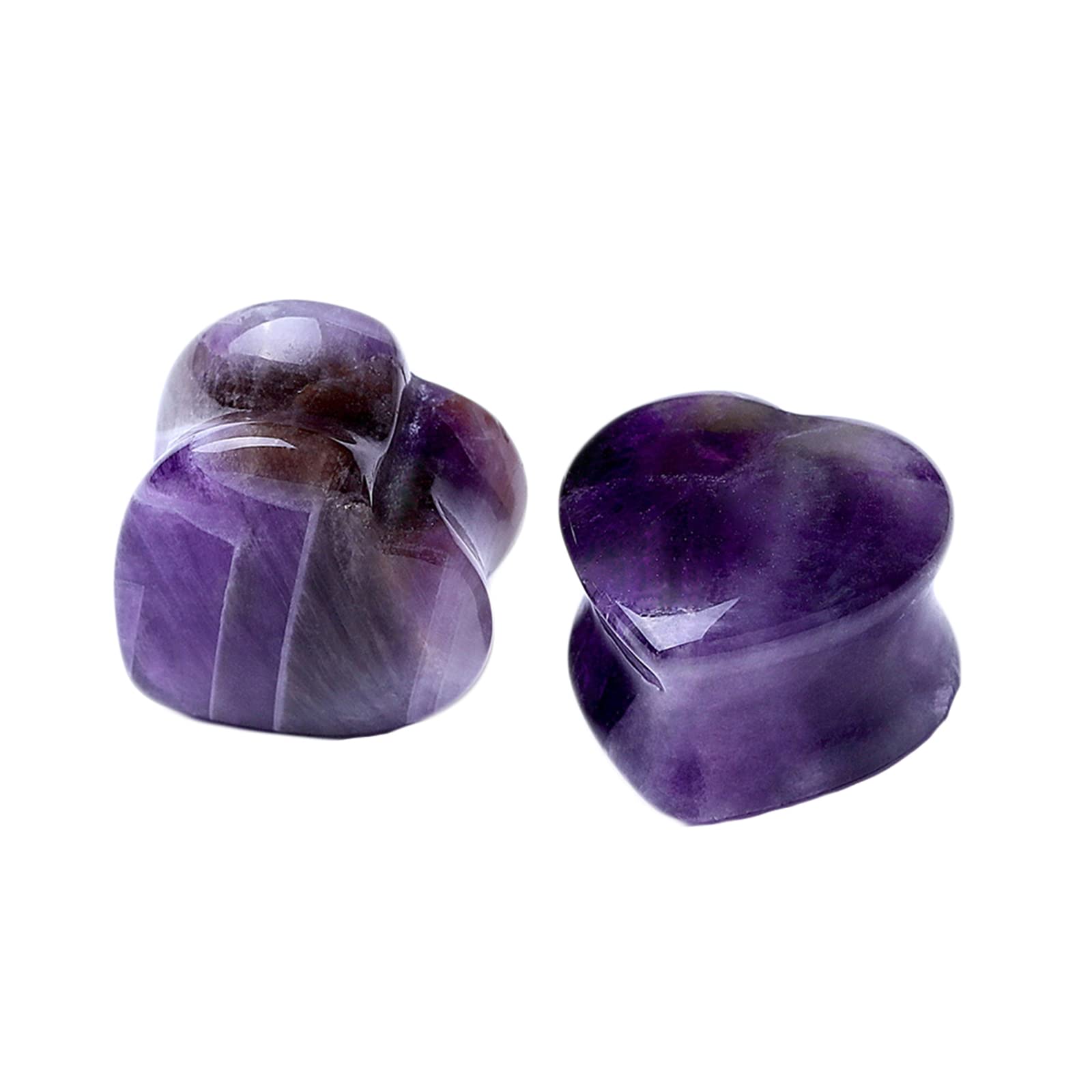 Steinmessgeräte und Plugs, Herren-Ohrtunnel und Plugs in Mehreren Größen, Körperpiercing-Schmuck für Frauen, herzförmiger Opalstein, 2 Stück