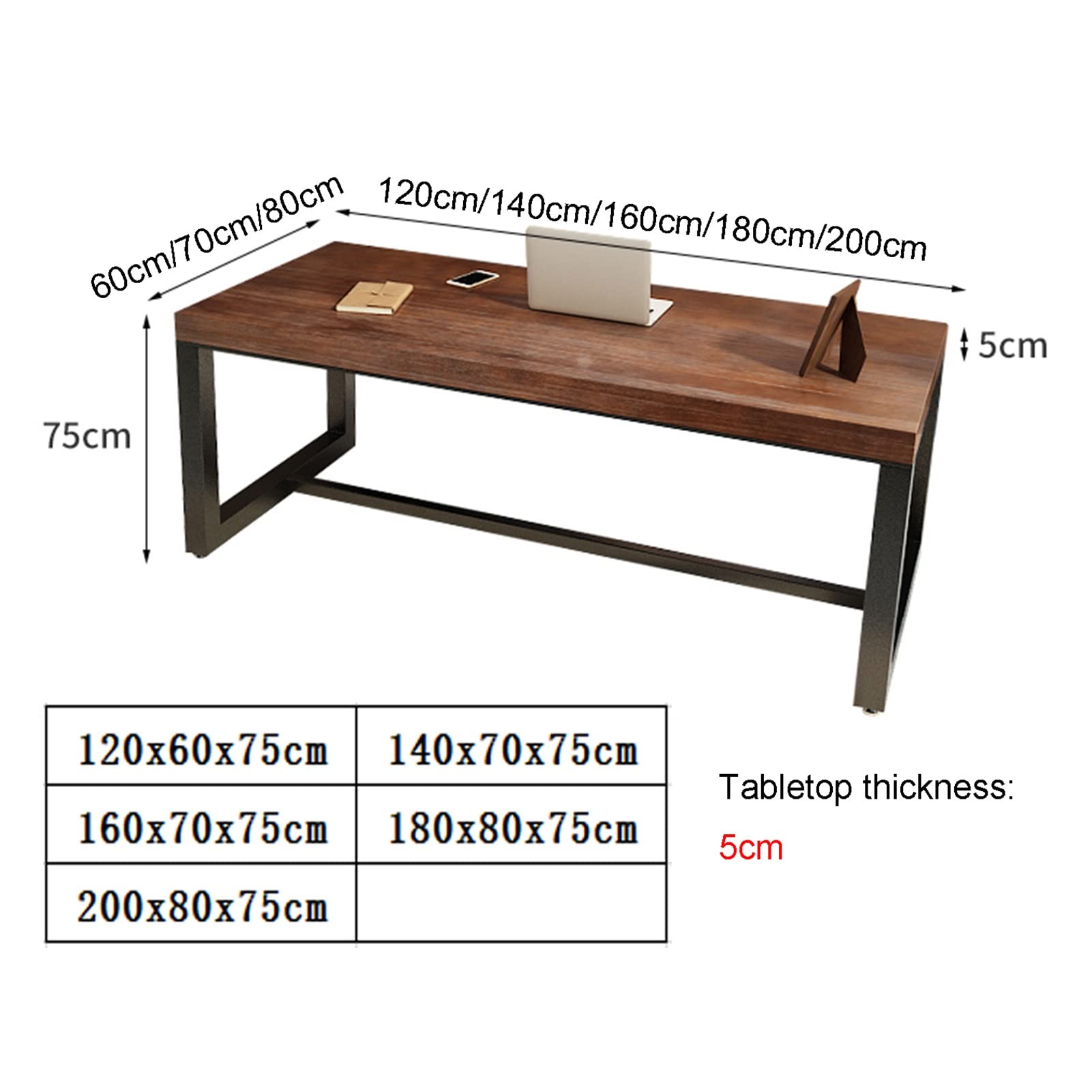 Biurko komputerowe Biurko komputerowe z litego drewna Modne proste, nowoczesne biurko Biurko, długość 120 cm/140 cm/160 cm/180 cm/200 cm (180x80x75 cm)