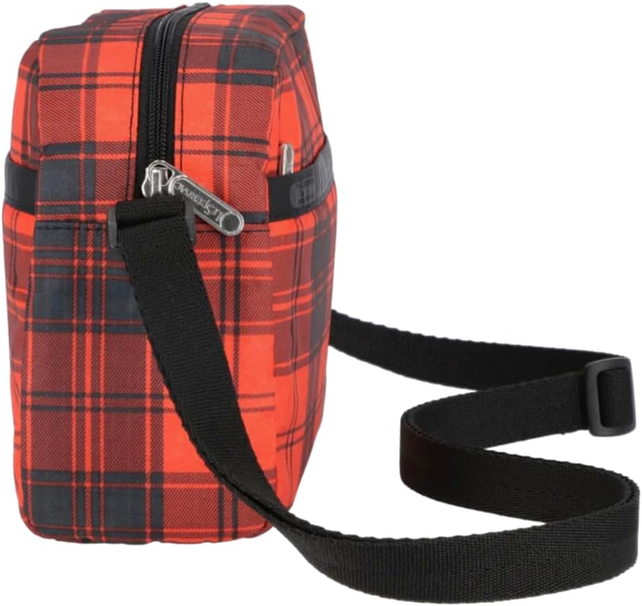 LeSportsac Red Tartan Daniella Crossbody Bag, Style 2434/Color E944, Modern & Bold Plaid, Sleek Black & Spicy Red Evokes Strength & Positivity, Subtle Sheen, Recycled Collection - Image 3
