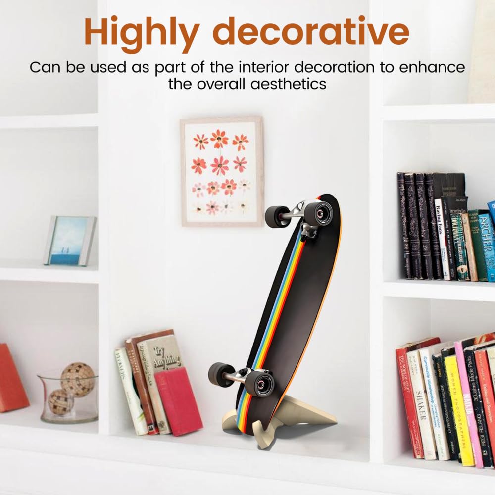 MiOYOOW Supporto per Snowboard in Legno, 26,5 cm Porta Skateboard, Espositore per Longboard, per Camera da Letto, Garage, Ufficio